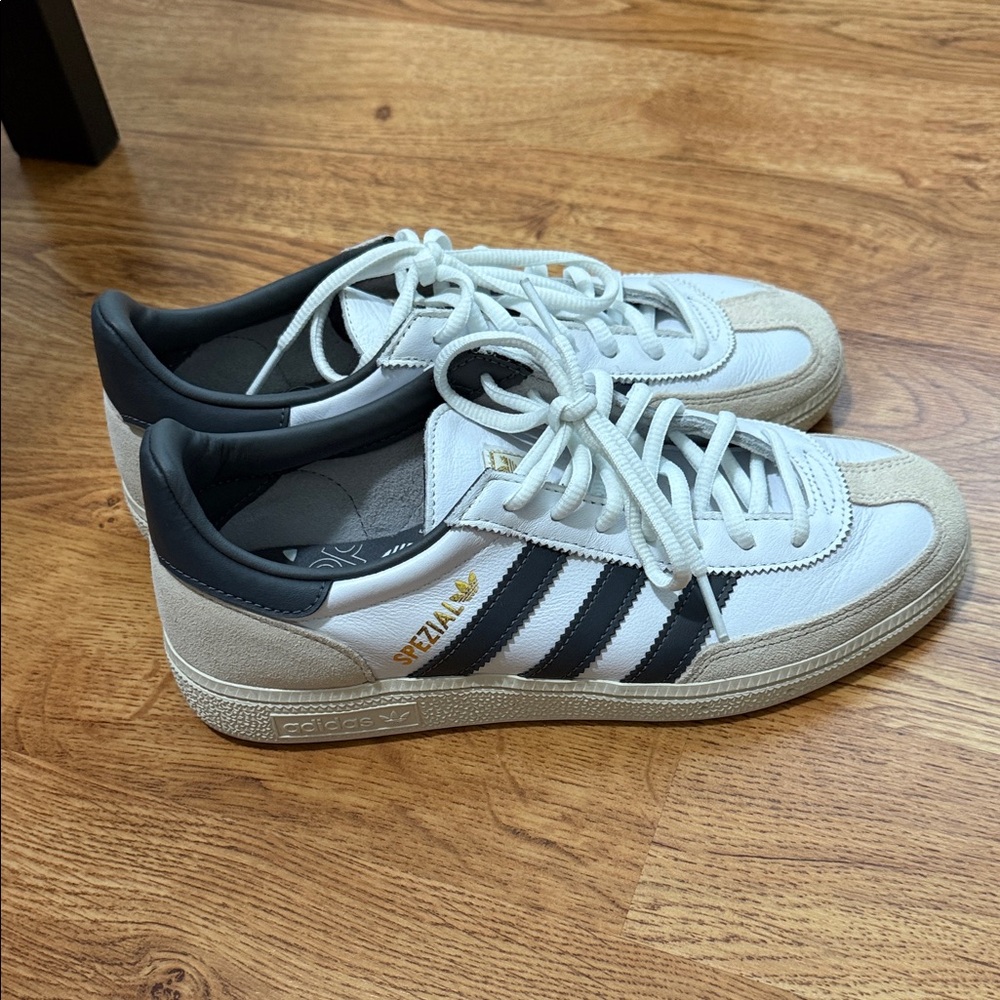 Adidas White and Navy Blue Sneakers.
